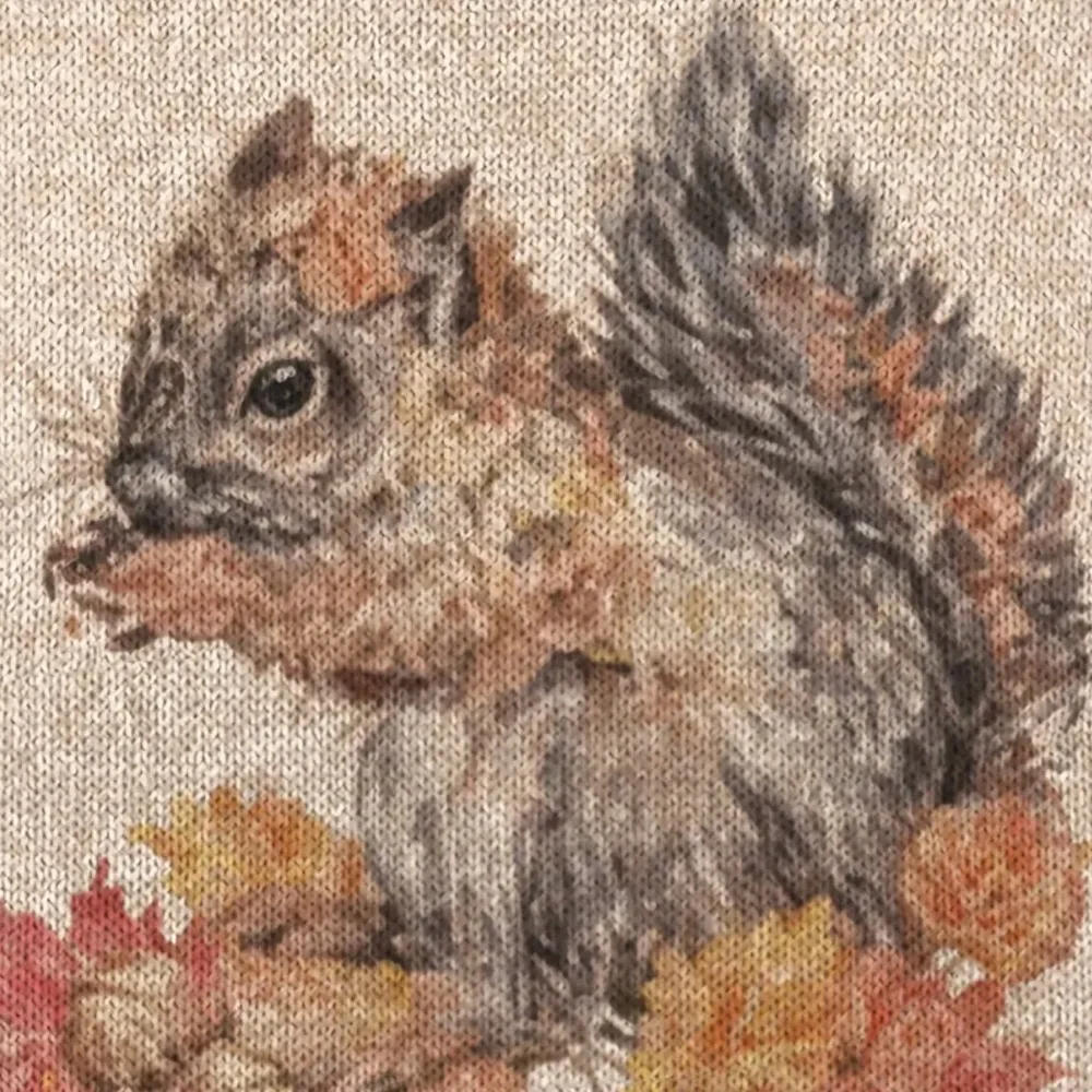 Fall Squirrel Graphic Sweater Cozy Crewneck Autumn Thanksgiving Pullover - Picture 5 of 13
